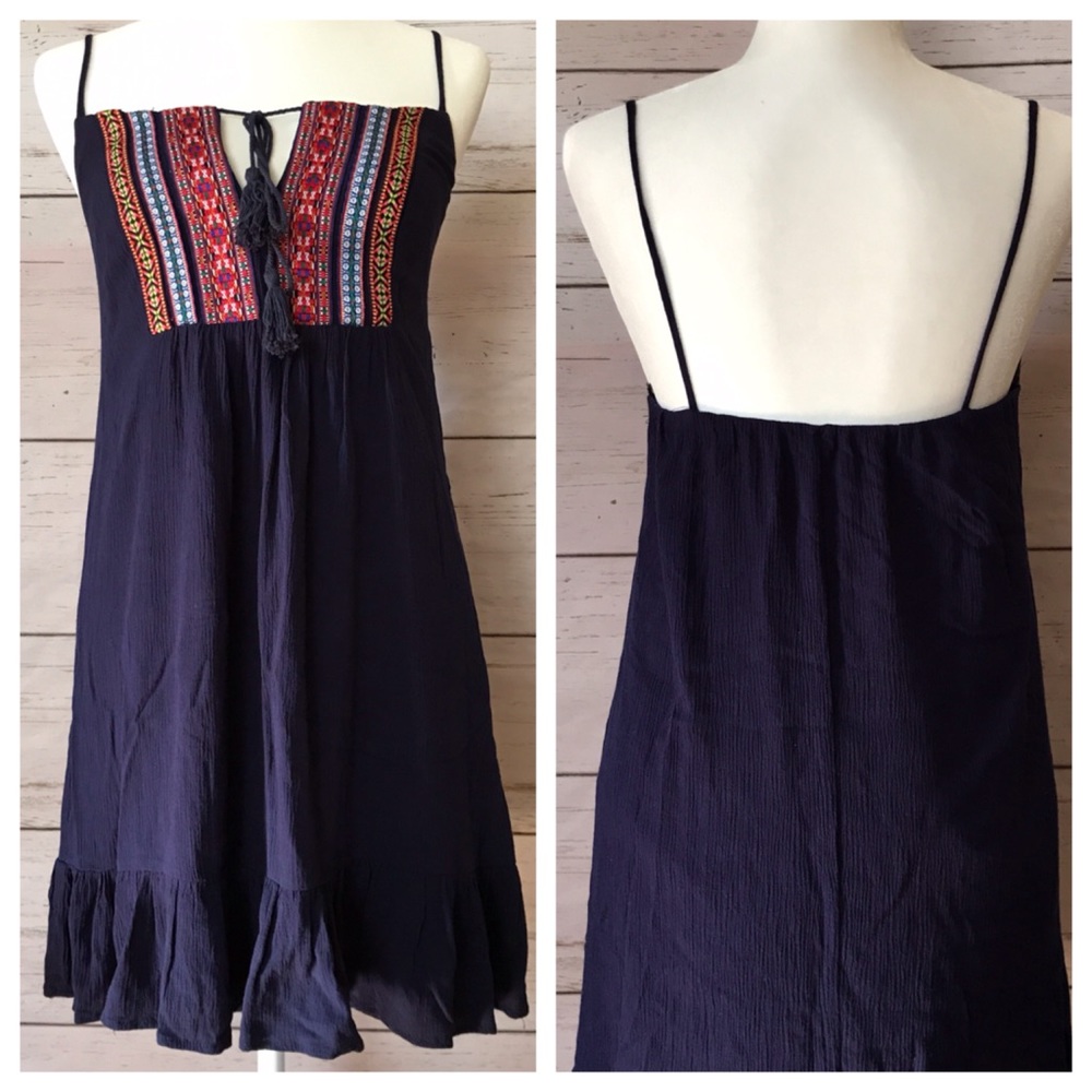Navy Blue Embroidered Dress